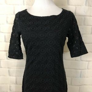 Banana Republic Black Lace Embroider Overlay Dress